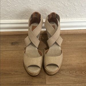 Tory Burch | Neutral Beige Crisscross | Wedge Sandals | Shoes